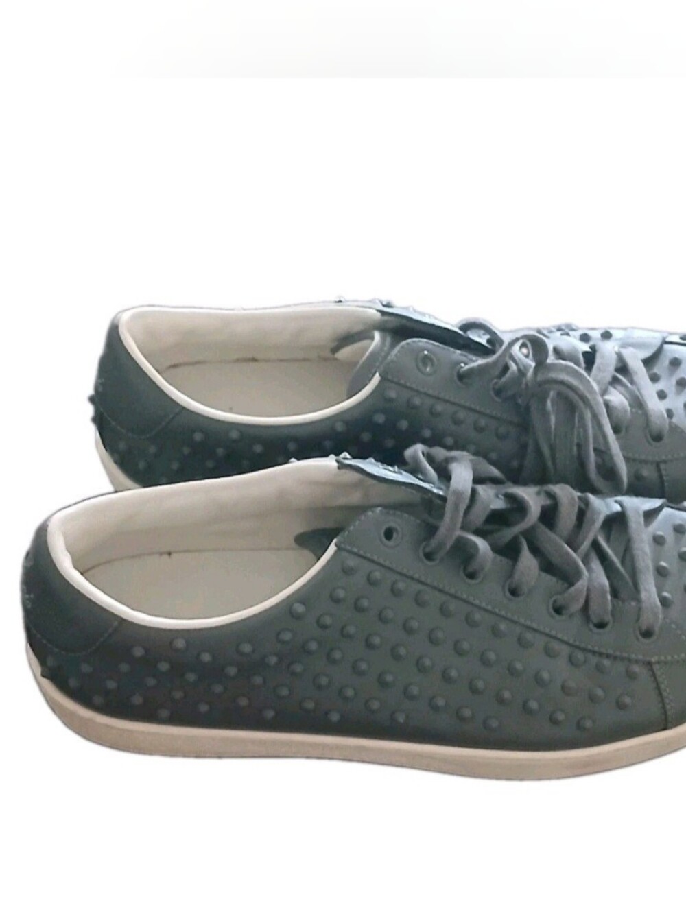 Gucci Men's Gray Spiked Low Top Leather Sneakers Size:10